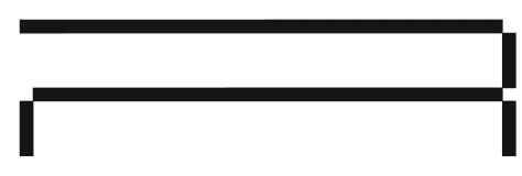 Three black horizontal lines of varying lengths stacked vertically on a white background. The top and bottom lines are shorter and aligned to the left; the middle line is longer and extends to the right edge.